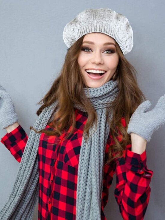 Women\'s Crochet Knitted Style Beanie Slouchy Hat Off-white